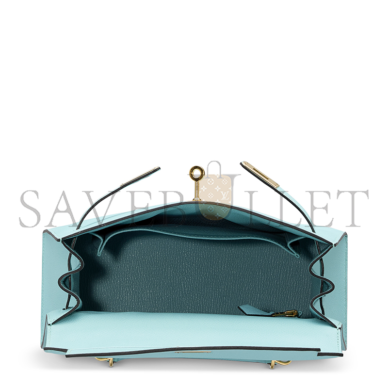 H**mes BLUE ZEPHYR EPSOM LEATHER SELLIER KELLY 25 WITH GOLD HARDWARE (25*17*7cm)